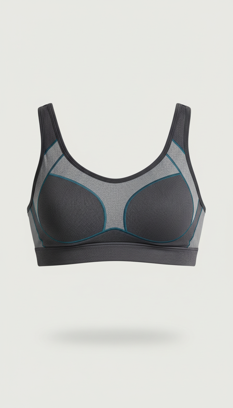 Structured sports bra in steel mist