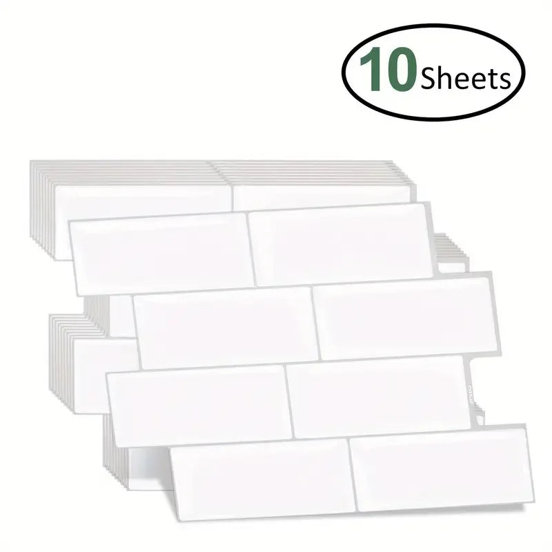 10 Pieces Premium Self Adhesive Waterproof Wall Stickers 3D Durable Vinyl Wallpaper For Kitchen Bathroom Backsplash Home Decor