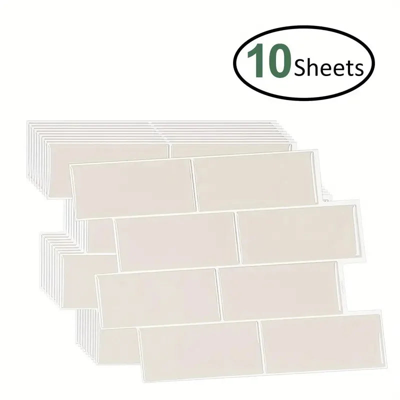 10 Pieces Premium Self Adhesive Waterproof Wall Stickers 3D Durable Vinyl Wallpaper For Kitchen Bathroom Backsplash Home Decor