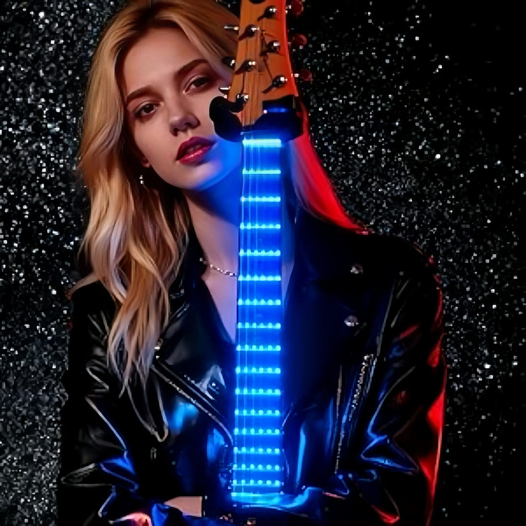 Guitar Fretboard Light with 12 Lighting Modes,Scale Learning System&Rhythm Sync for Party,Street Performance,Live Streaming