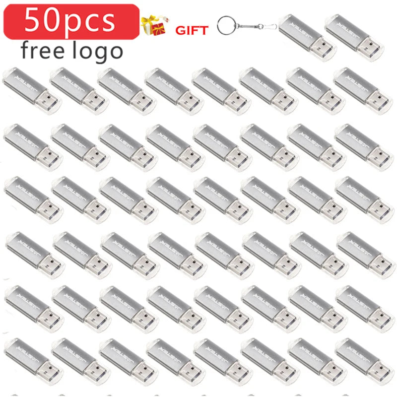 50pcs/LOT Free Logo With Key Chain USB Flash Drive 128GB 64GB 32GB 16GB 8GB 4GB 128M Pendrive 2.0 Fashion 9 Colors U Stick Gifts