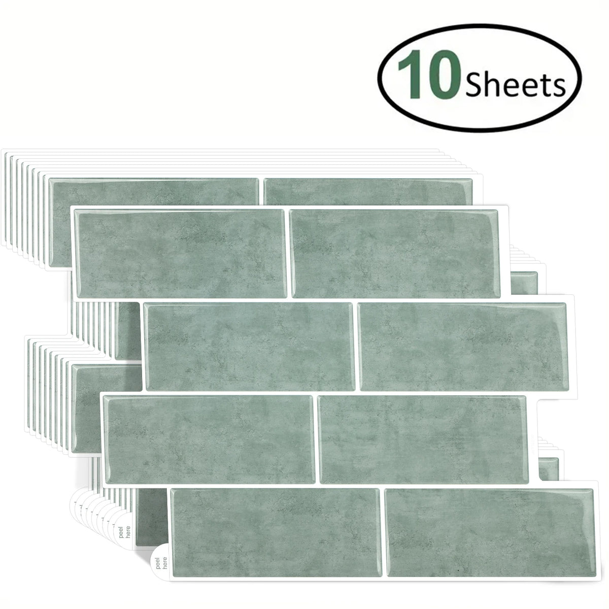 10 Pieces Premium Self Adhesive Waterproof Wall Stickers 3D Durable Vinyl Wallpaper For Kitchen Bathroom Backsplash Home Decor