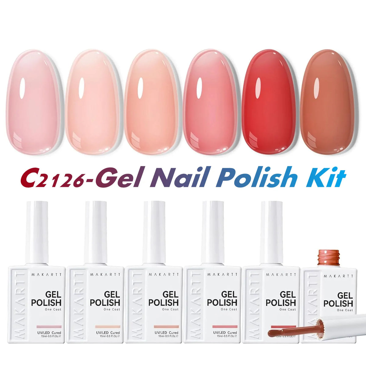 Makartt Pearl Gel Nail Polish Set 15ml One N'Done 6 Colors Shimmer Mermaid Glitter UV Gel Polish Soak Off High-Gloss Manicure