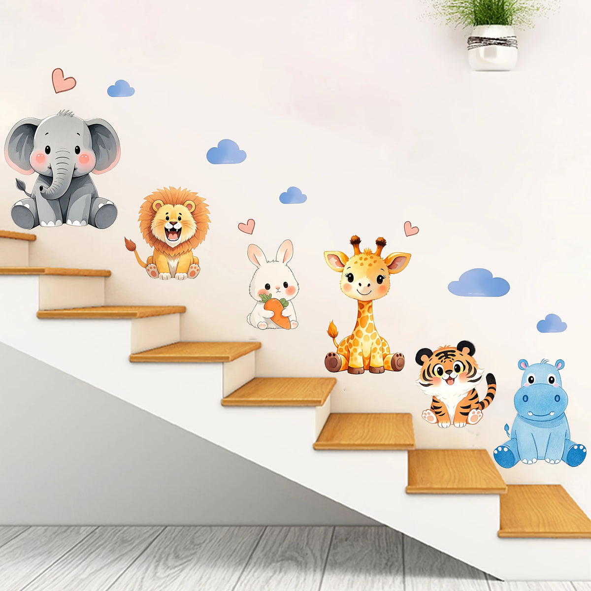 1Pc New Cute Little Animal Paradise Wall Sticker, Self-Adhesive Pvc Home Decoration Sticker, Suitable for Glass, Refrigerator, Cabinets, Living Room, Bedroom, Dining Room, Bathroom, Entryway, Doors and Windows, and Wall Decal