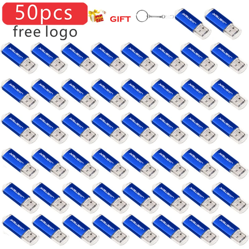 50pcs/LOT Free Logo With Key Chain USB Flash Drive 128GB 64GB 32GB 16GB 8GB 4GB 128M Pendrive 2.0 Fashion 9 Colors U Stick Gifts