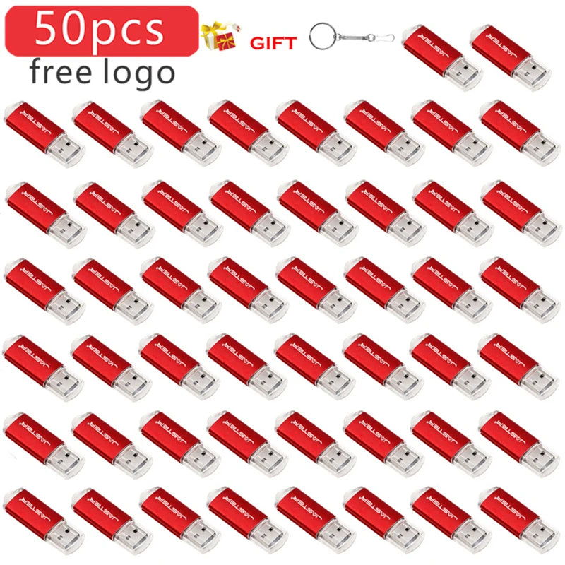 50pcs/LOT Free Logo With Key Chain USB Flash Drive 128GB 64GB 32GB 16GB 8GB 4GB 128M Pendrive 2.0 Fashion 9 Colors U Stick Gifts