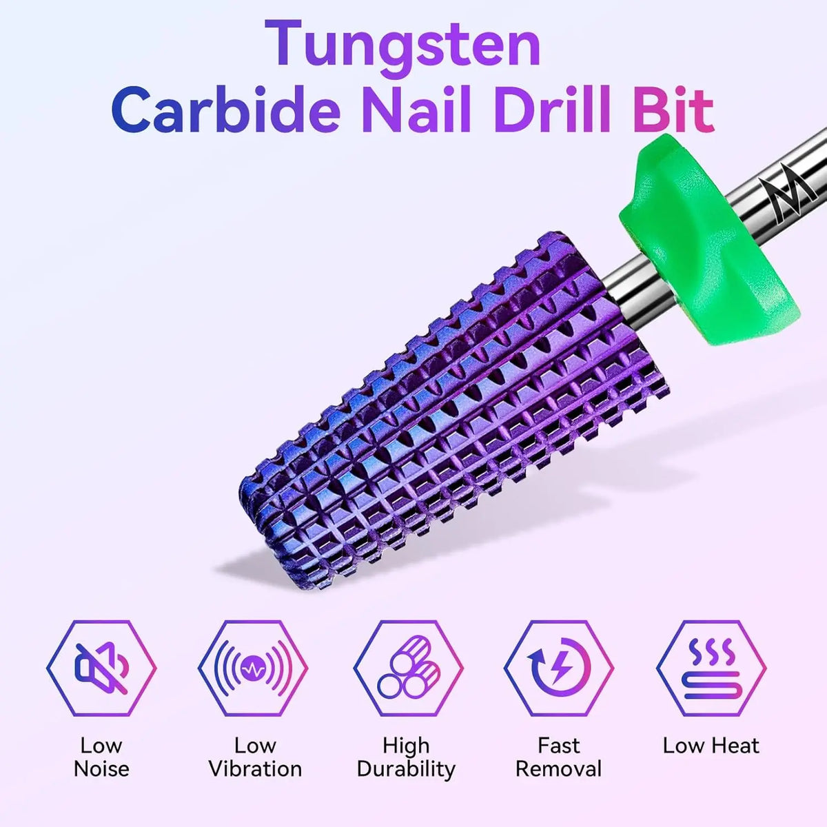 Makartt 5-in-1 Nail Drill Bits - 3/32" Shank Tungsten Carbide Tapered Bit for Fast Removal of Acrylic Nails, Hard Gel & Cuticles