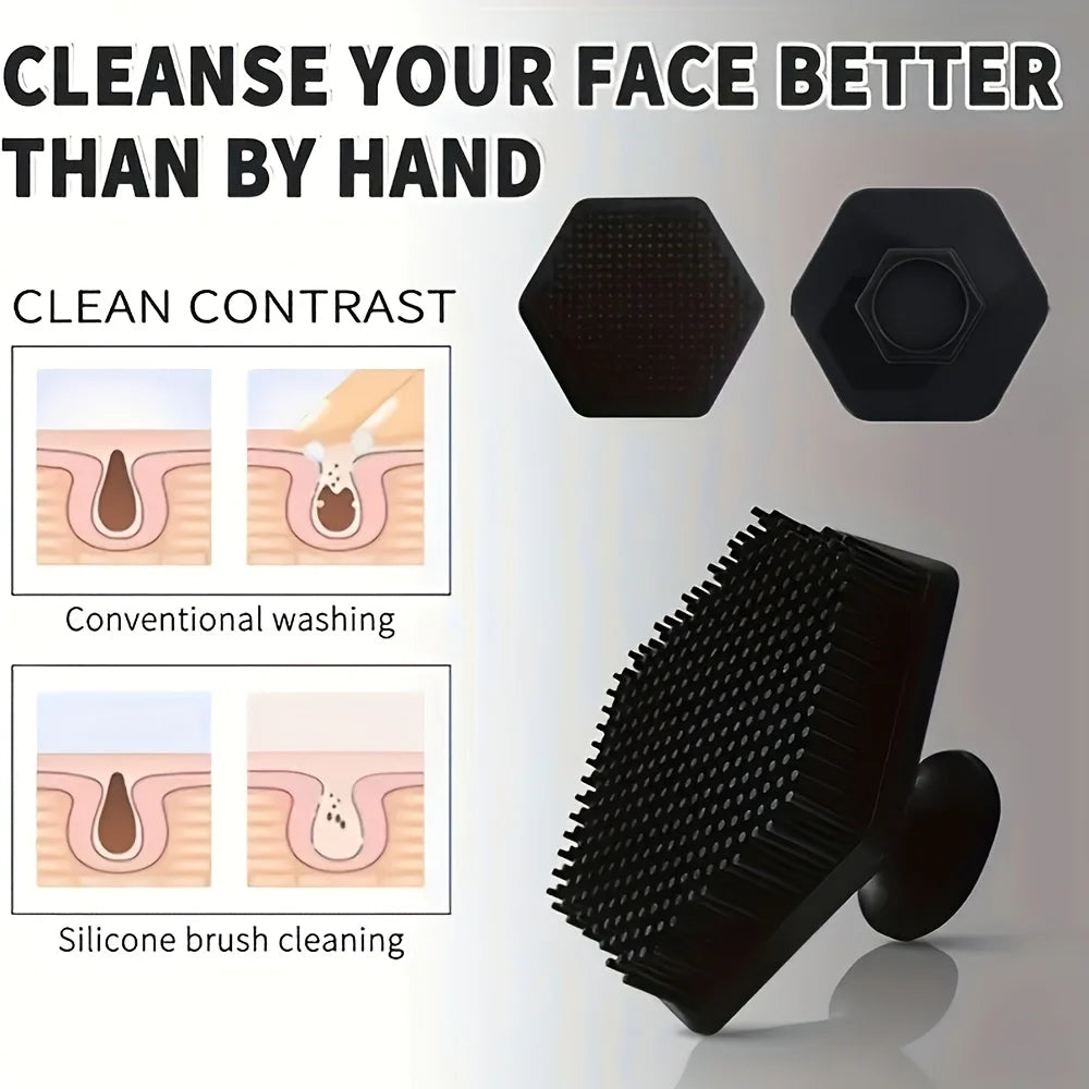 2-piece exfoliating back brush set, with hexagonal face brush, multi-purpose shower cleaning tool, for smooth skin