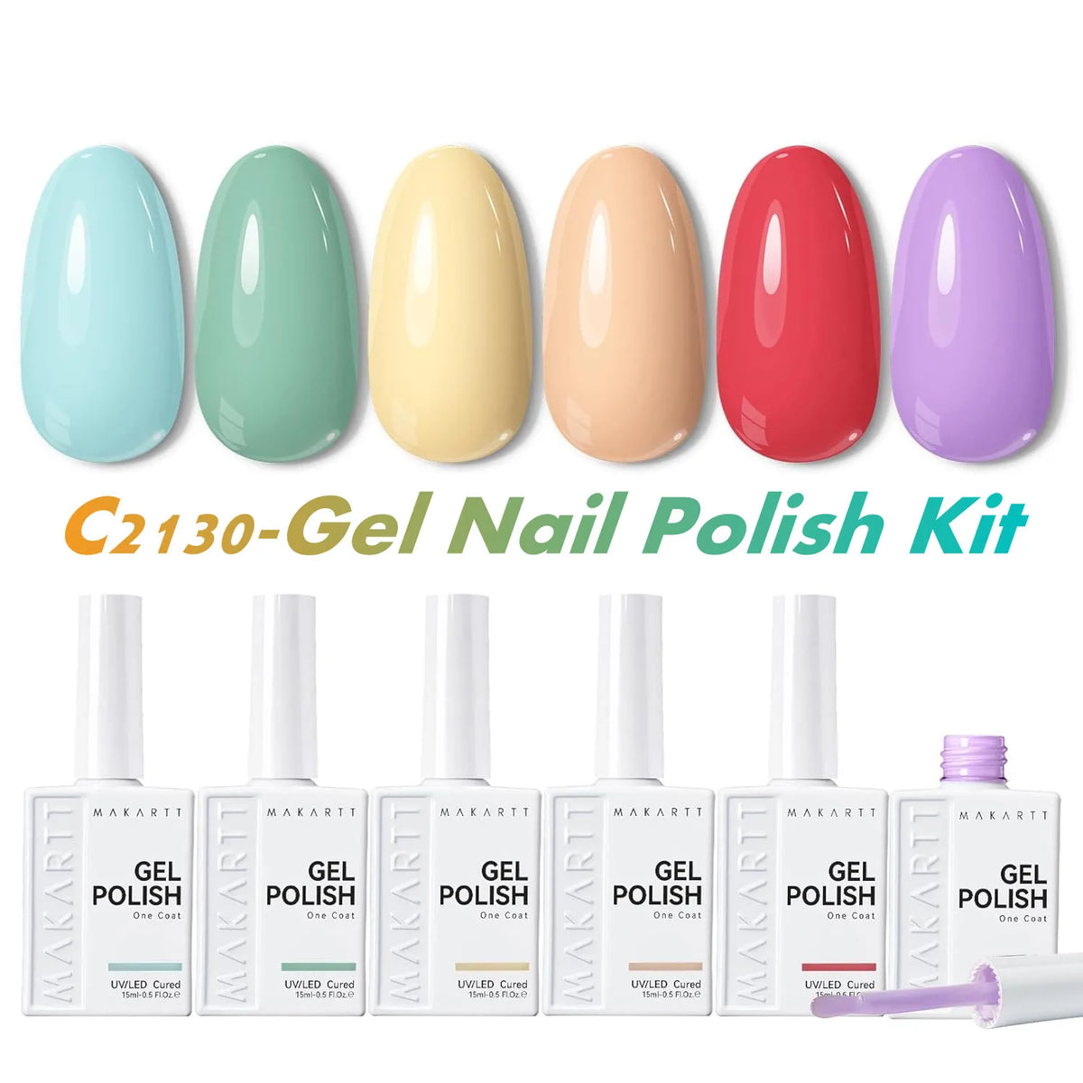 Makartt Pearl Gel Nail Polish Set 15ml One N'Done 6 Colors Shimmer Mermaid Glitter UV Gel Polish Soak Off High-Gloss Manicure