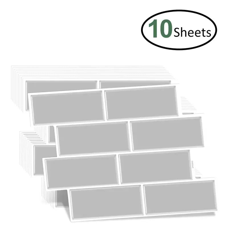 10 Pieces Premium Self Adhesive Waterproof Wall Stickers 3D Durable Vinyl Wallpaper For Kitchen Bathroom Backsplash Home Decor