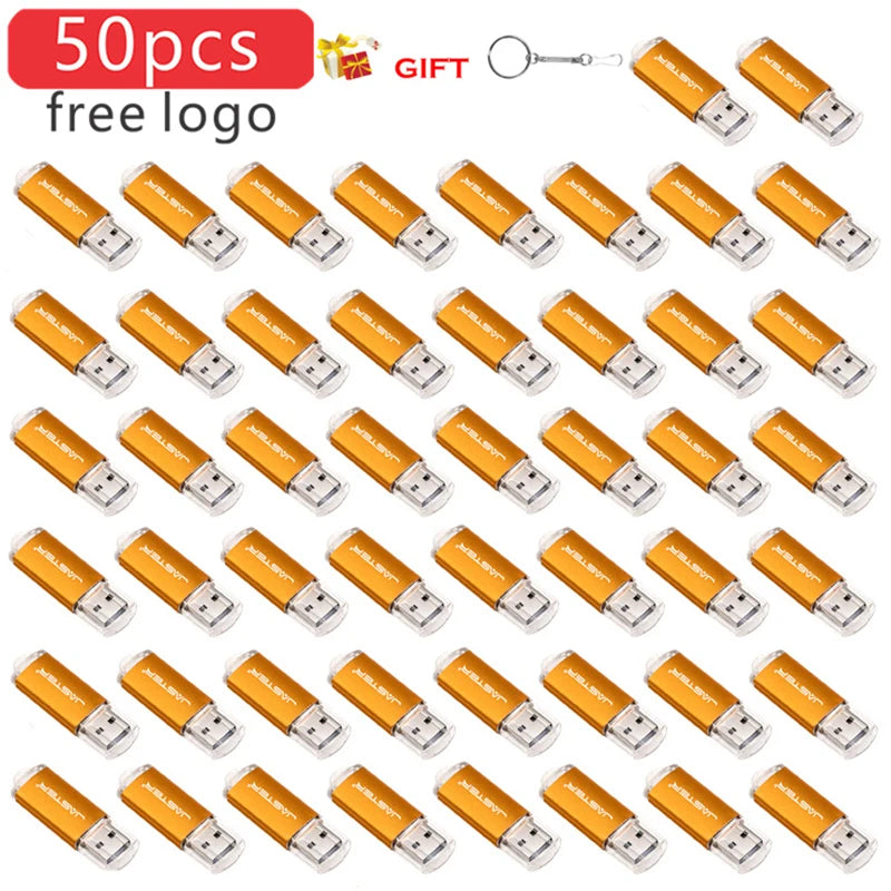 50pcs/LOT Free Logo With Key Chain USB Flash Drive 128GB 64GB 32GB 16GB 8GB 4GB 128M Pendrive 2.0 Fashion 9 Colors U Stick Gifts