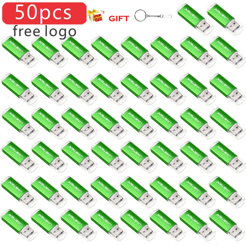 50pcs/LOT Free Logo With Key Chain USB Flash Drive 128GB 64GB 32GB 16GB 8GB 4GB 128M Pendrive 2.0 Fashion 9 Colors U Stick Gifts