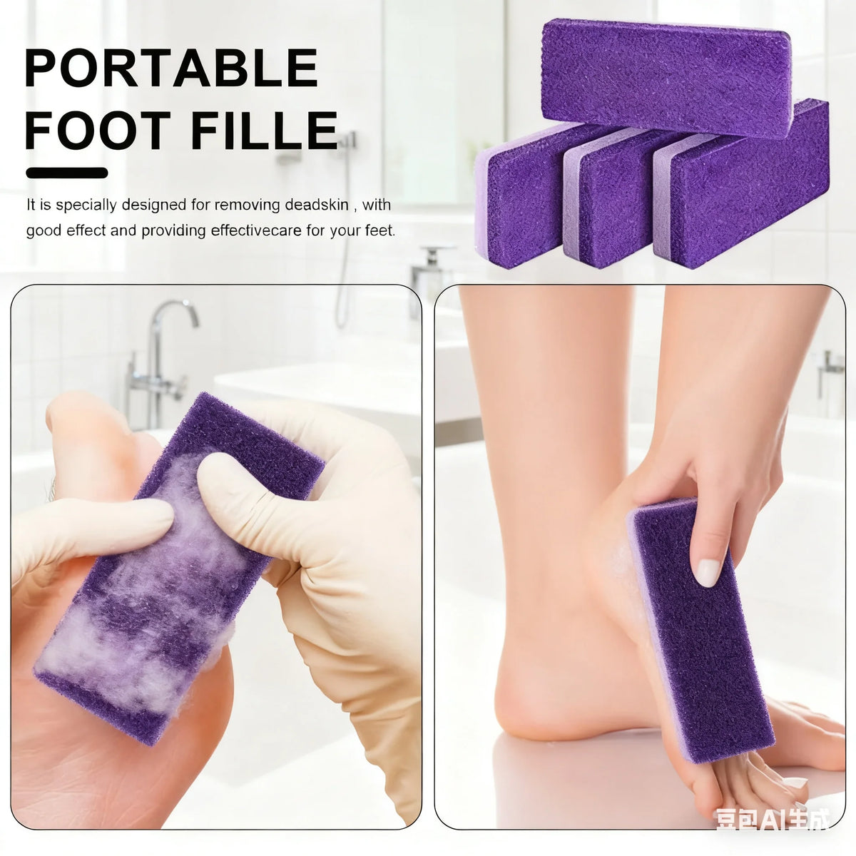2/5PCS Pumice Stone Foot File - Callus And Dead Skin Remover Heel Scrubber for Smooth Feet Pedicure Exfoliator Tool