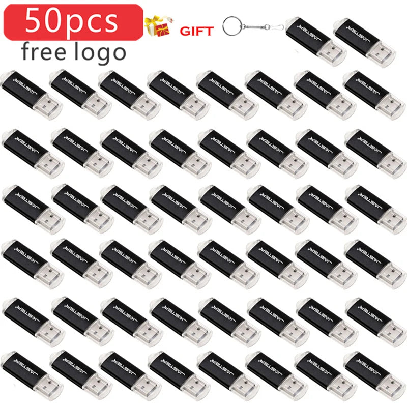 50pcs/LOT Free Logo With Key Chain USB Flash Drive 128GB 64GB 32GB 16GB 8GB 4GB 128M Pendrive 2.0 Fashion 9 Colors U Stick Gifts