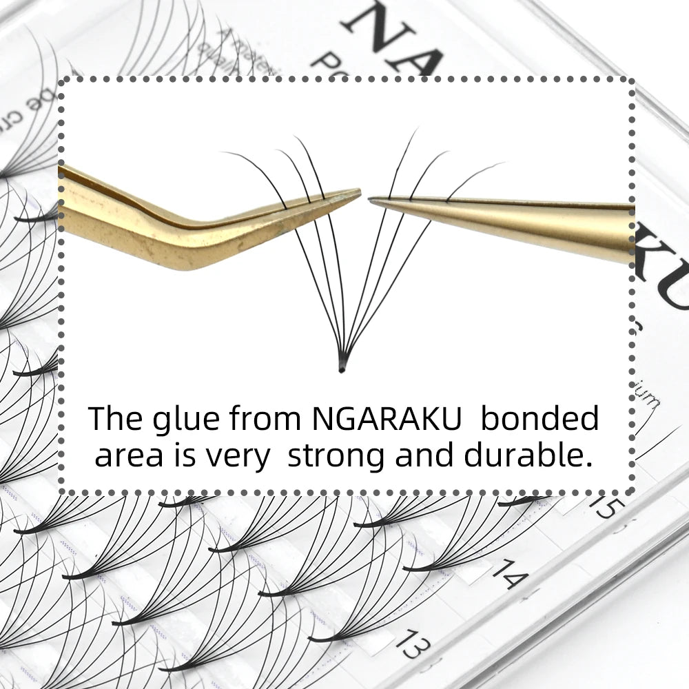 NAGARAKU Sharp Narrow Stem Premade Fans Eyelash Extension 0.07mm 4D-10D 120 Fans Thin Pointy Base Russian Fans Ready Volume