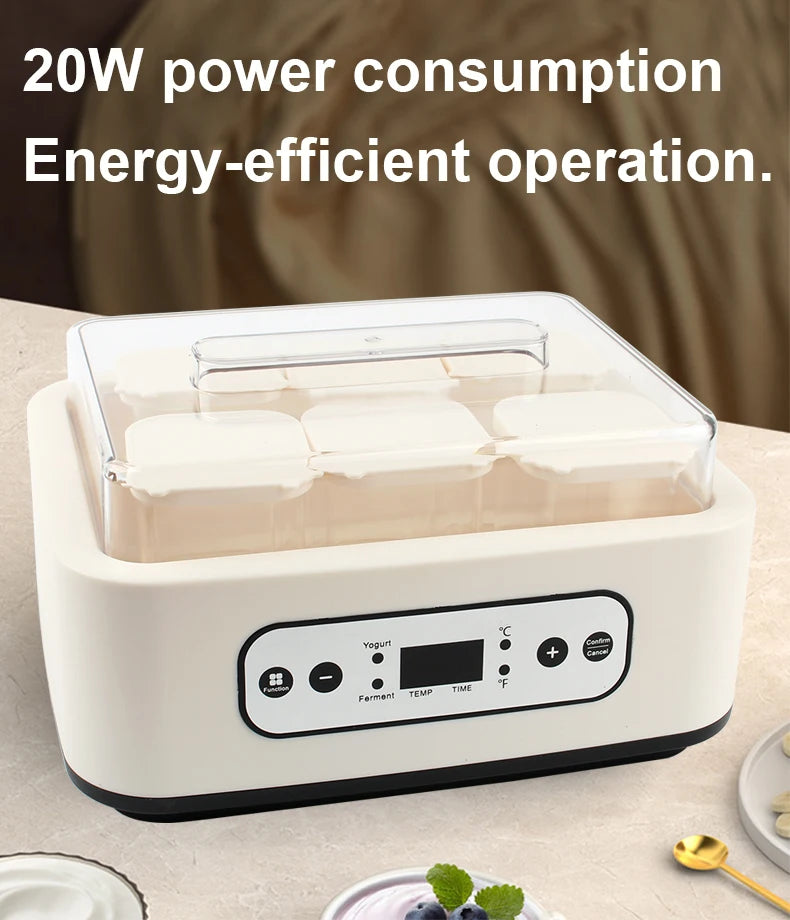 Electric Yogurt Maker 6 Glass Cups Automatic Natto Rice Wine Fermenting Machine Fermenter Sour Milk Pot Temperature Adjustment