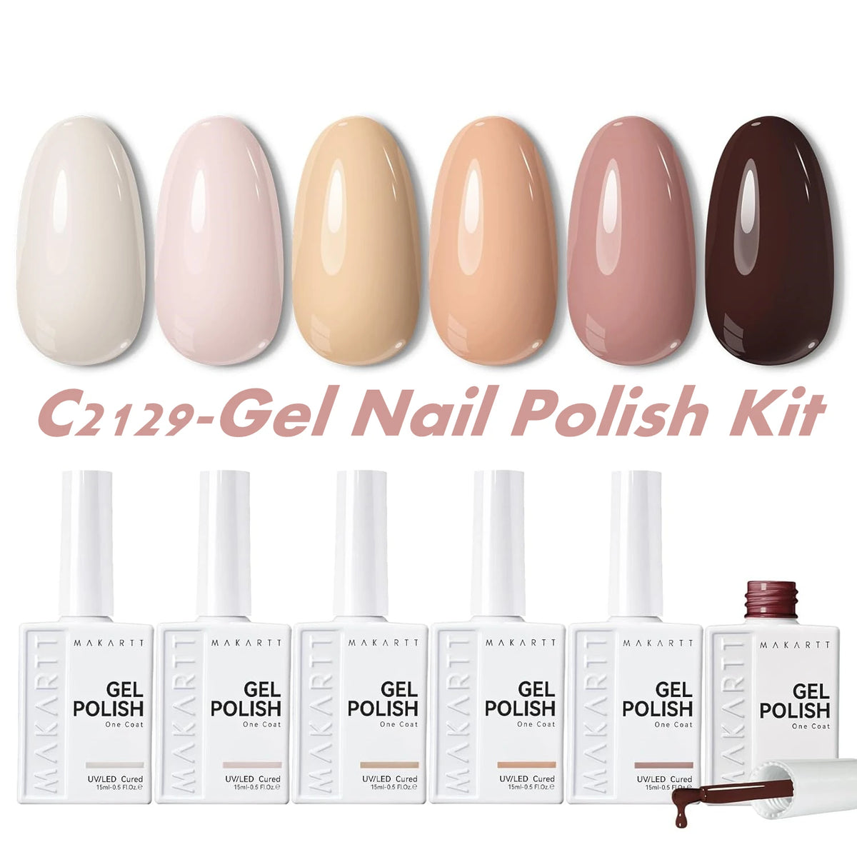 Makartt Pearl Gel Nail Polish Set 15ml One N'Done 6 Colors Shimmer Mermaid Glitter UV Gel Polish Soak Off High-Gloss Manicure