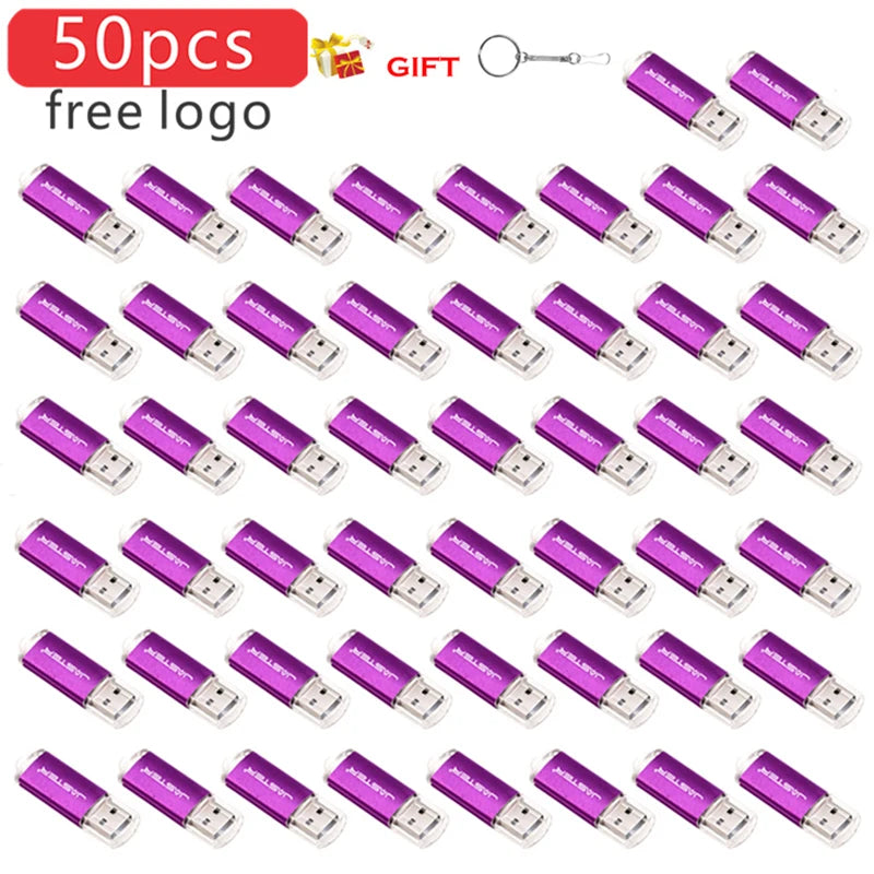 50pcs/LOT Free Logo With Key Chain USB Flash Drive 128GB 64GB 32GB 16GB 8GB 4GB 128M Pendrive 2.0 Fashion 9 Colors U Stick Gifts