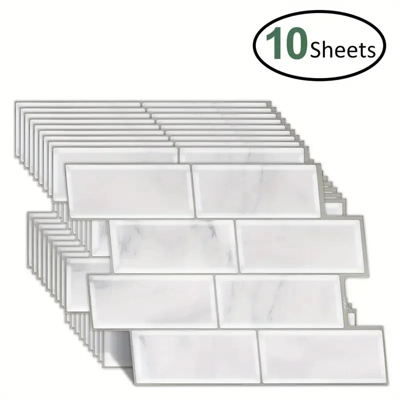 10 Pieces Premium Self Adhesive Waterproof Wall Stickers 3D Durable Vinyl Wallpaper For Kitchen Bathroom Backsplash Home Decor