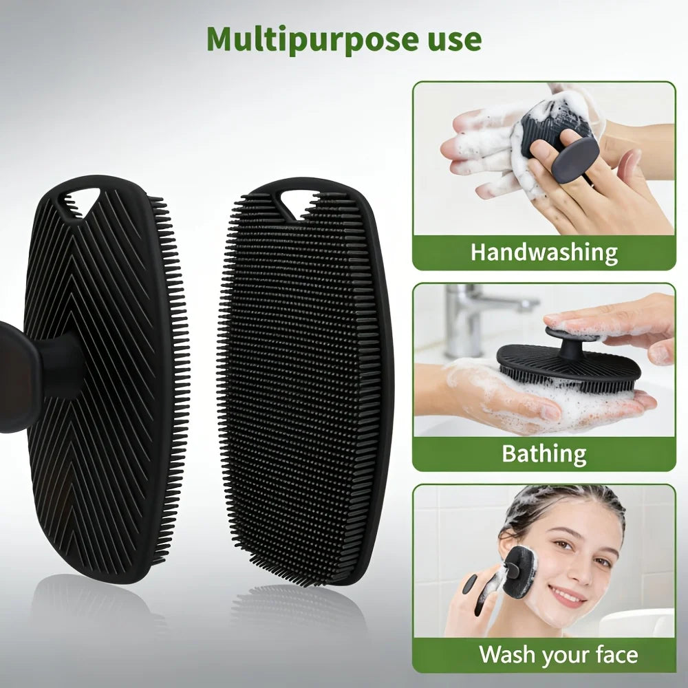 2-piece exfoliating back brush set, with hexagonal face brush, multi-purpose shower cleaning tool, for smooth skin
