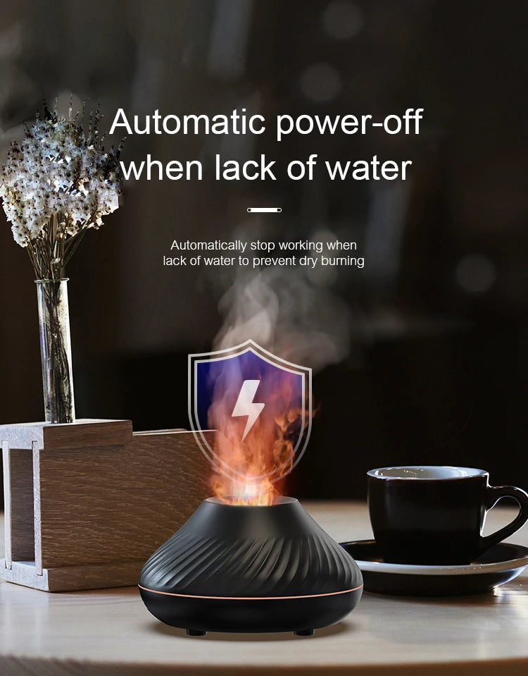 Colorful Flame Aromatherapy Humidifier Cool Mist Maker 130ml USB Essential Oil Aroma Diffuser for Home Bedroom Office Hotel