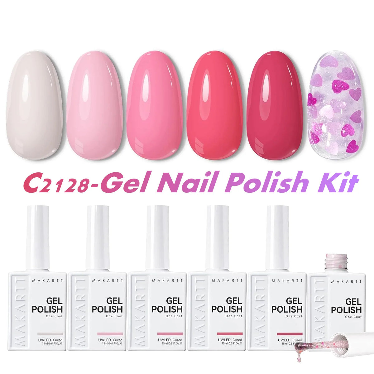 Makartt Pearl Gel Nail Polish Set 15ml One N'Done 6 Colors Shimmer Mermaid Glitter UV Gel Polish Soak Off High-Gloss Manicure