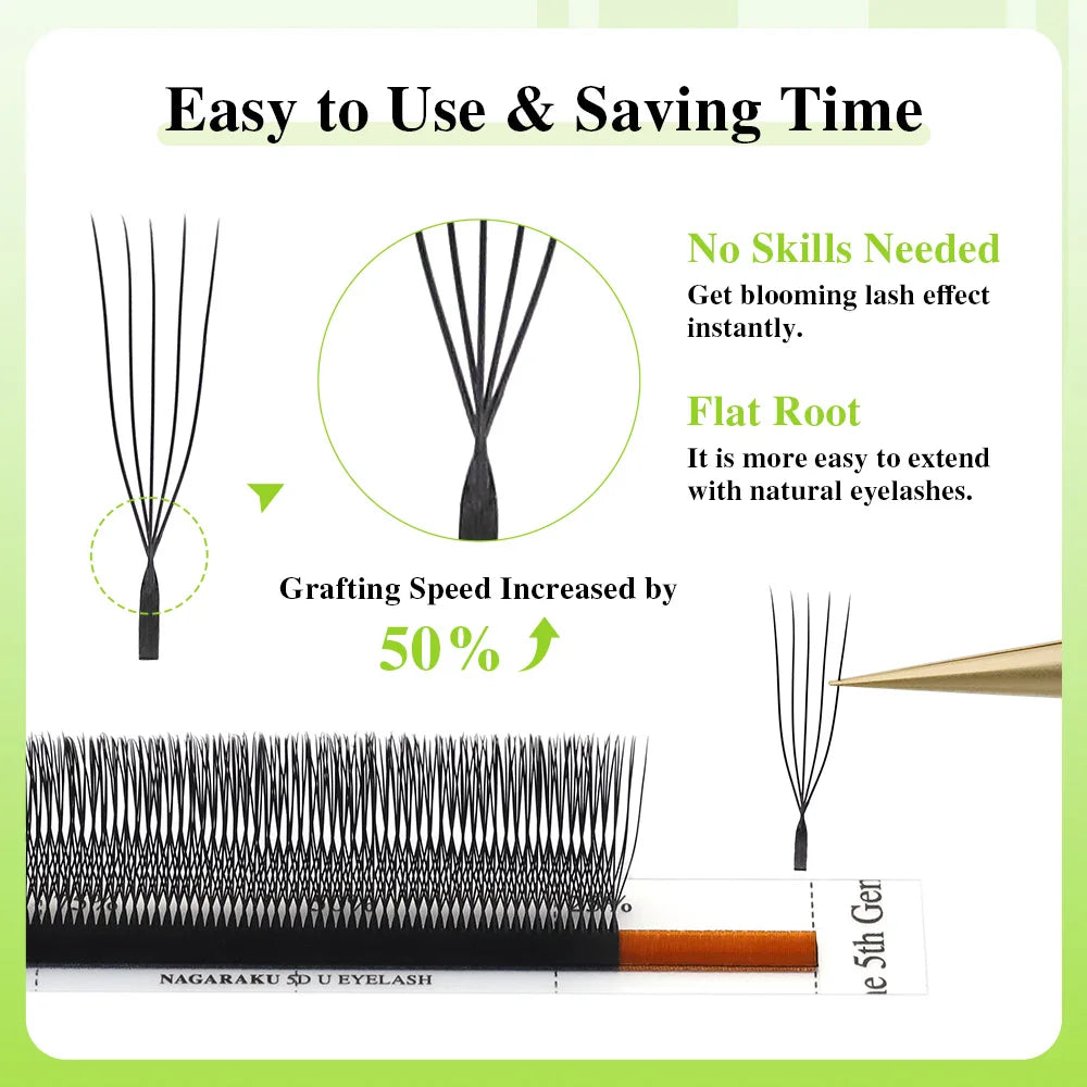 NAGARAKU 5cases 5D U Shape Lashes Soft Natural Eyelash Extensions Fast Free Delivery Ship from USA