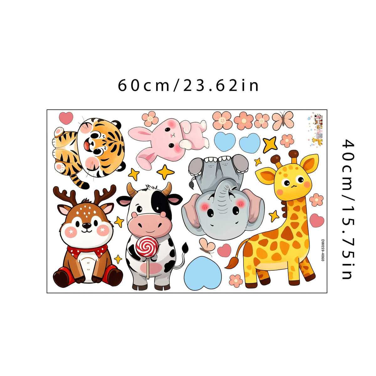 1Pc New Cute Little Animal Paradise Wall Sticker, Self-Adhesive Pvc Home Decoration Sticker, Suitable for Glass, Refrigerator, Cabinets, Living Room, Bedroom, Dining Room, Bathroom, Entryway, Doors and Windows, and Wall Decal