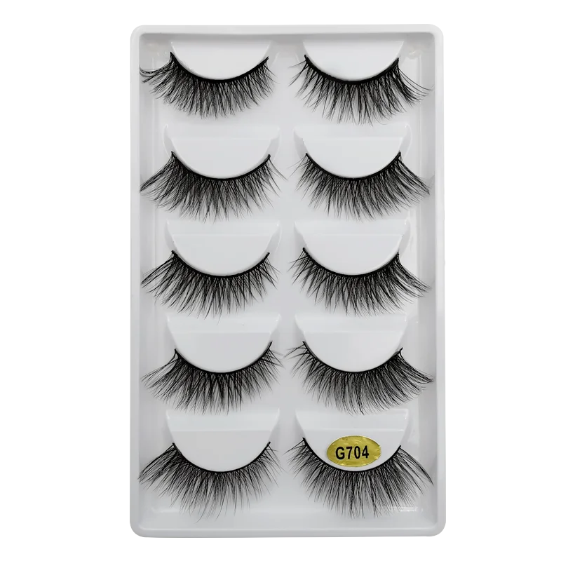 5 Pairs Mink EyeLashes 3D False Lashes Winged Thick Makeup Eye Lash Dramatic Lashes Natural Volume Soft Fake Eye Lashes G800