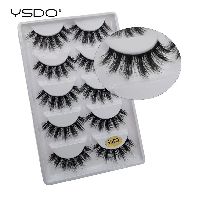 5 Pairs Mink EyeLashes 3D False Lashes Winged Thick Makeup Eye Lash Dramatic Lashes Natural Volume Soft Fake Eye Lashes G800