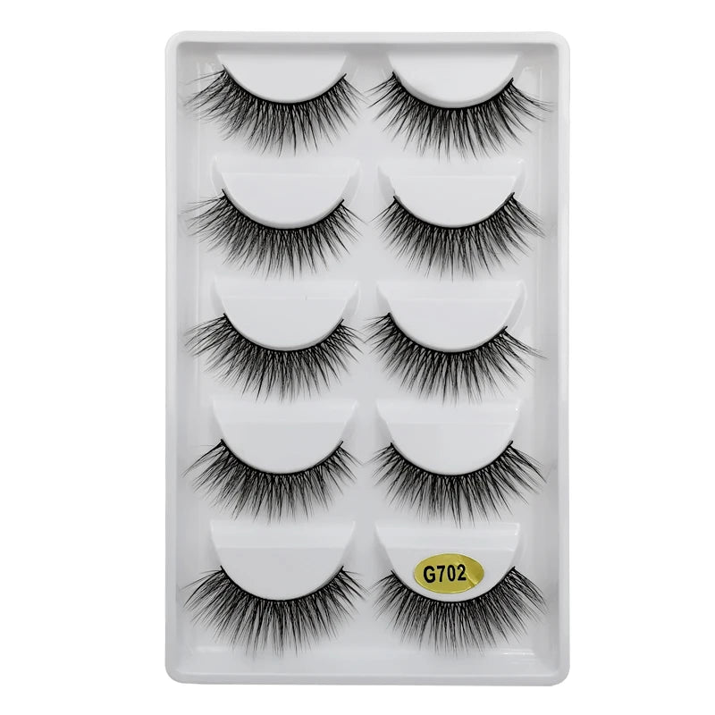 5 Pairs Mink EyeLashes 3D False Lashes Winged Thick Makeup Eye Lash Dramatic Lashes Natural Volume Soft Fake Eye Lashes G800