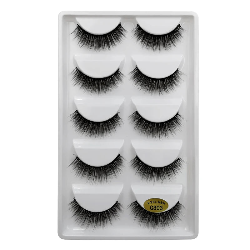 5 Pairs Mink EyeLashes 3D False Lashes Winged Thick Makeup Eye Lash Dramatic Lashes Natural Volume Soft Fake Eye Lashes G800