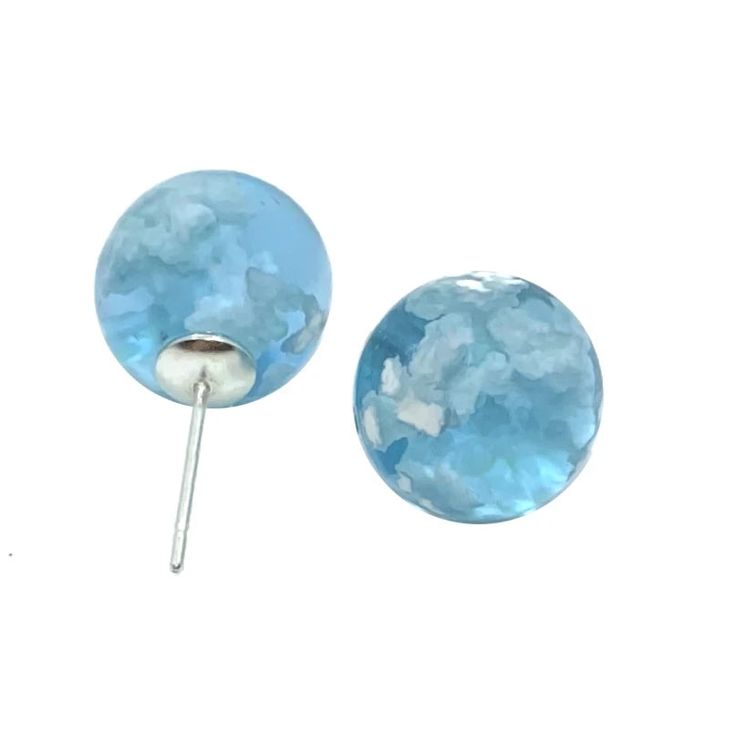 Manual Resin Ball Crescent Moon Chain Necklace Women Blue Sky White Cloud Necklace Fashion Jewelry Gift for Girlfriend Dropship