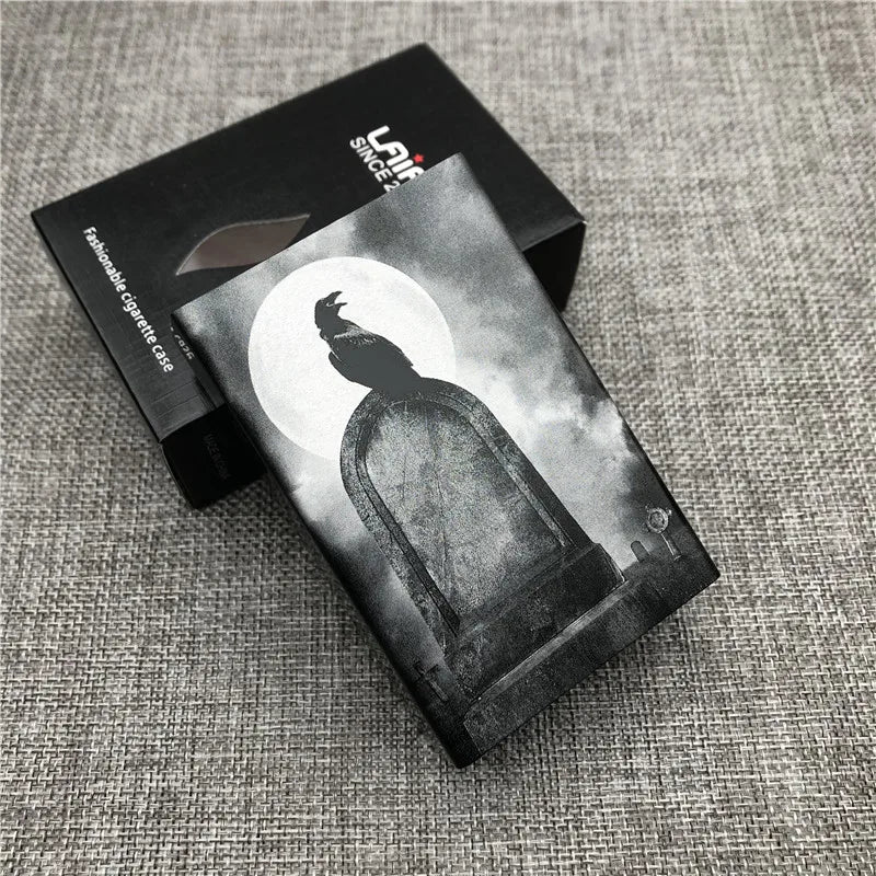 Personalized Customized Smoking Skull Cigarette Case Boxes Ultra Thin Portable Aluminium Alloy Slide Cigarette Box Smoke boxes