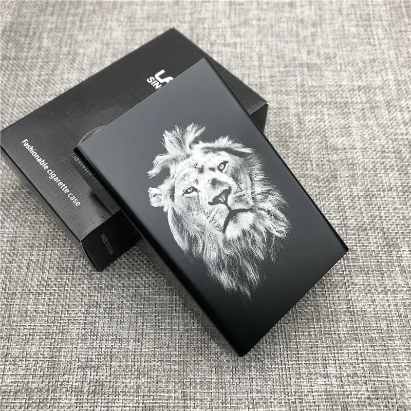 Personalized Customized Smoking Skull Cigarette Case Boxes Ultra Thin Portable Aluminium Alloy Slide Cigarette Box Smoke boxes