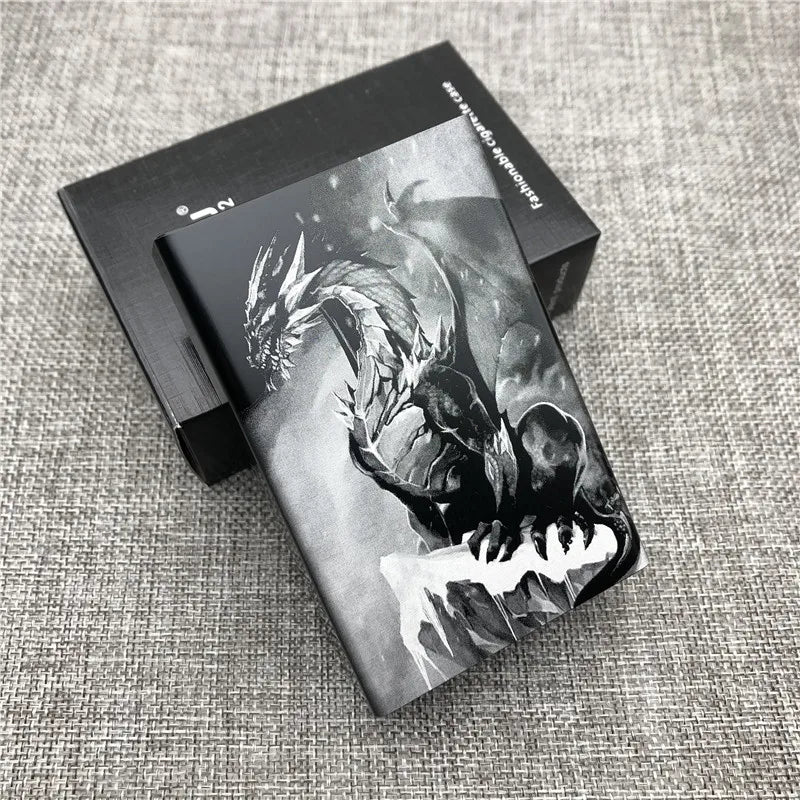 Personalized Customized Smoking Skull Cigarette Case Boxes Ultra Thin Portable Aluminium Alloy Slide Cigarette Box Smoke boxes
