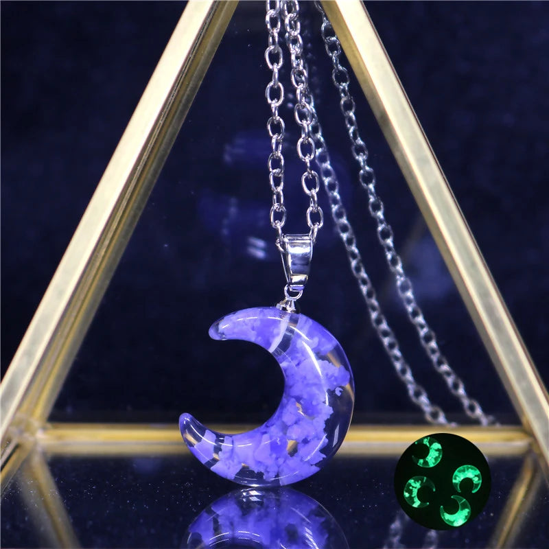 Manual Resin Ball Crescent Moon Chain Necklace Women Blue Sky White Cloud Necklace Fashion Jewelry Gift for Girlfriend Dropship