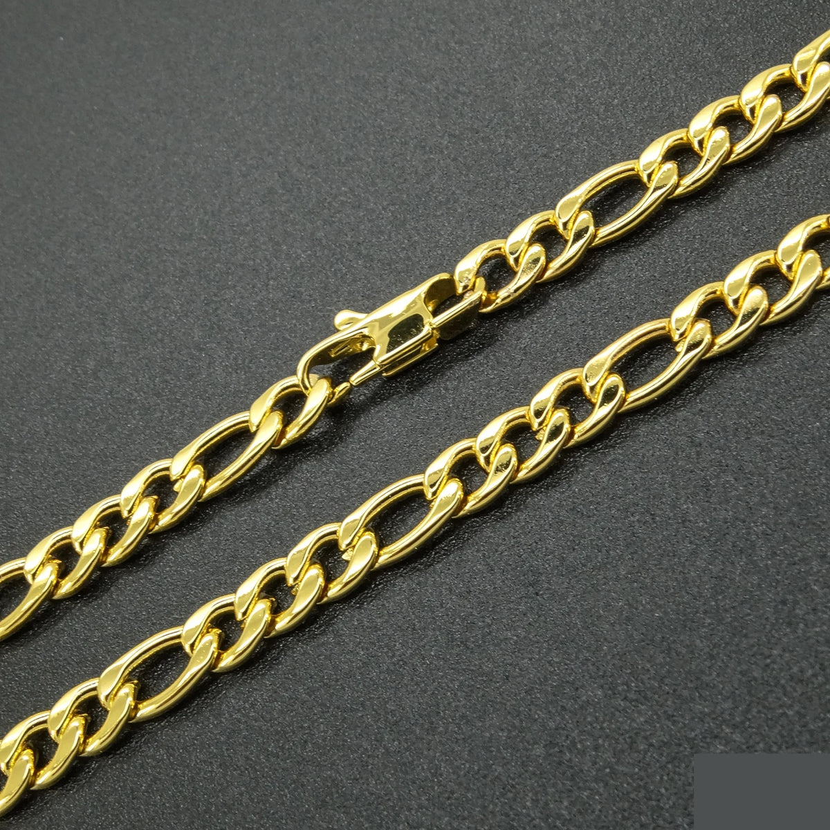 Plated 18K Gold Necklace 6 mm Width For Masculine Men Women Fashion Jewelry Stainless Steel Figaro Chain 20''-36'' Inches