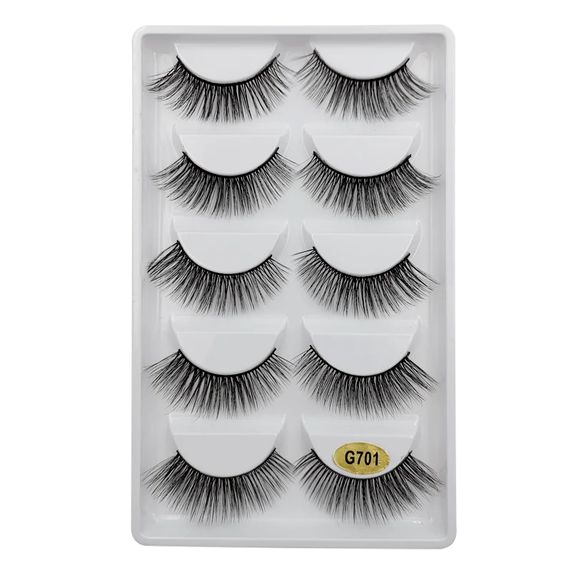 5 Pairs Mink EyeLashes 3D False Lashes Winged Thick Makeup Eye Lash Dramatic Lashes Natural Volume Soft Fake Eye Lashes G800