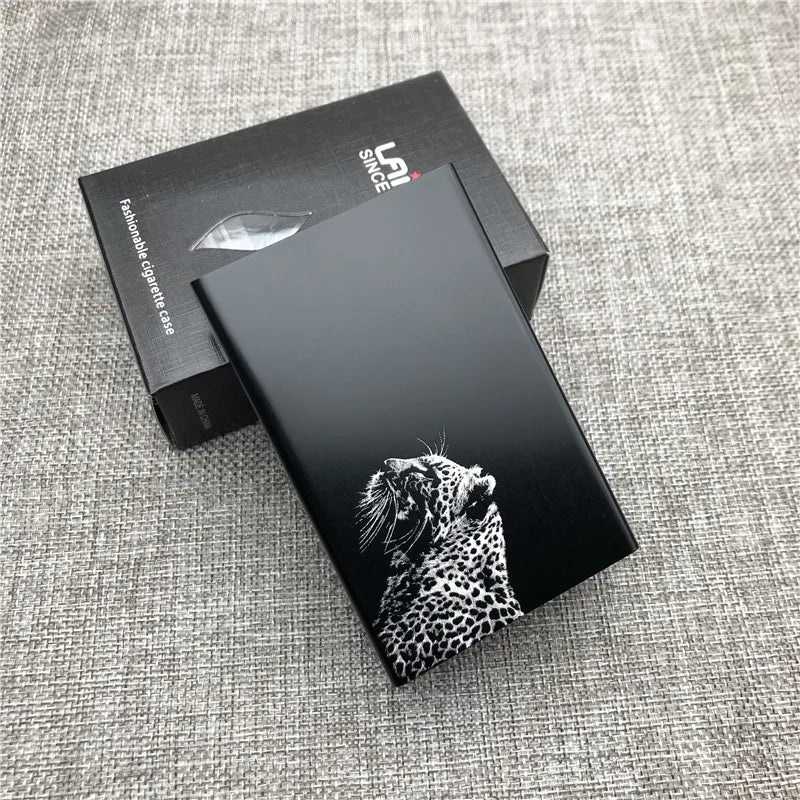 Personalized Customized Smoking Skull Cigarette Case Boxes Ultra Thin Portable Aluminium Alloy Slide Cigarette Box Smoke boxes
