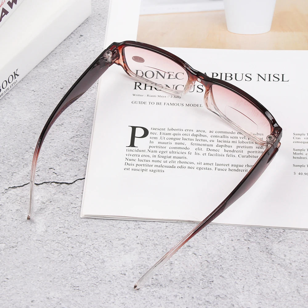 1PC Portable Near-far Dual-use Reading Glasses Sturdy Light Resin Frame Presbyopia Eyeglasses Fashion Unisex Read Eyewear