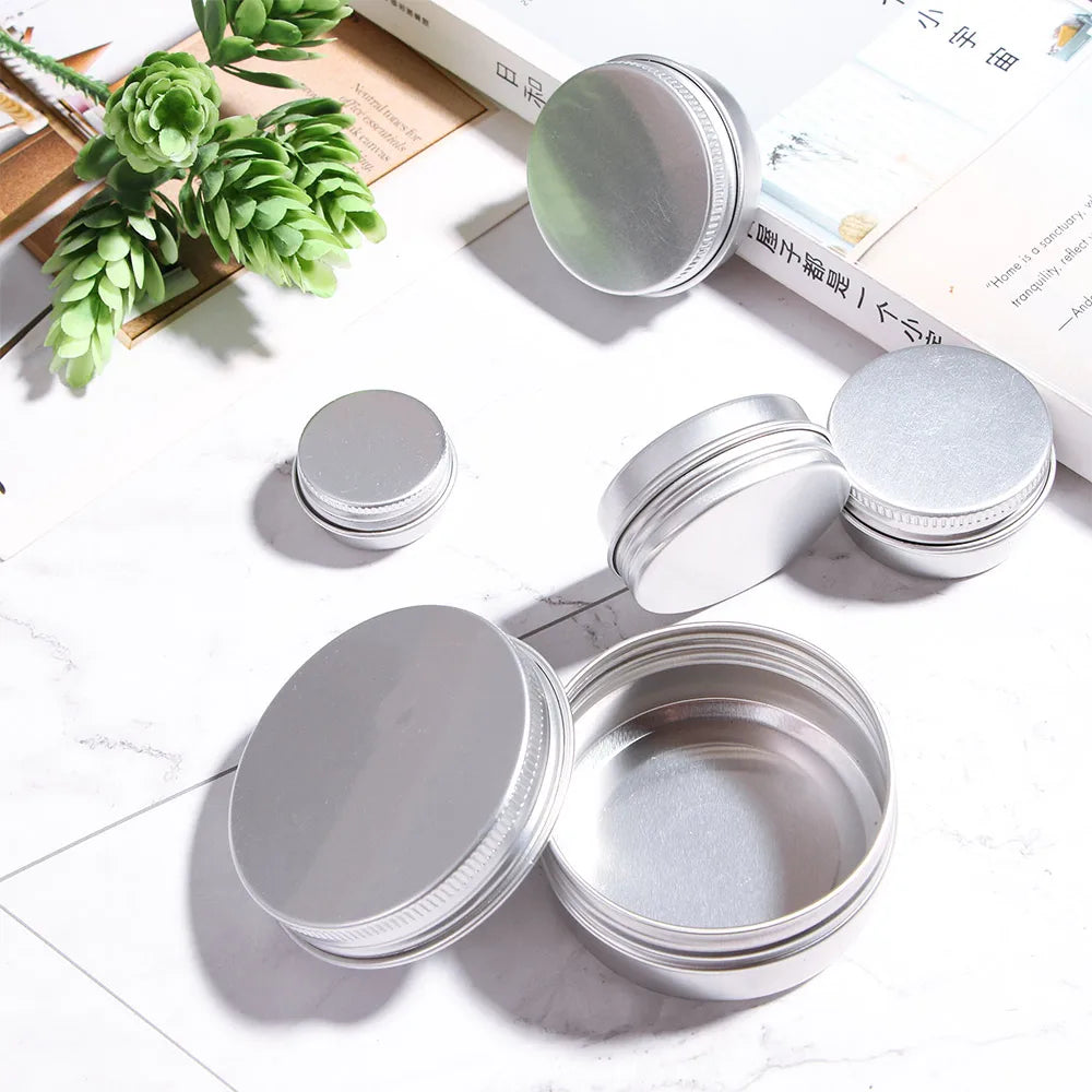 5/10/15/30/50g Small Tin Box Mini Metal Box Storage Empty Pot Plain Refillable Bottle Container Screw Top Cosmetic Storage Jars