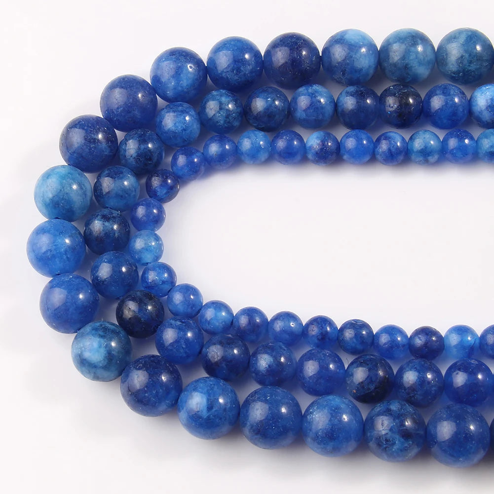 6/8/10mm Blue Kyanite Jades Stone Beads Loose Spacer Round Beads for Jewelry Making DIY Findings Bracelet Necklace 15" Strand