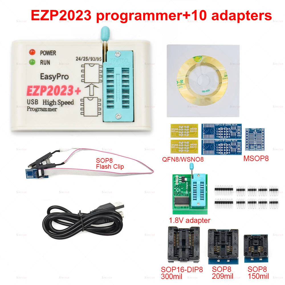 CH554T EZP2023 High-speed USB SPI Programmer Support24 25 26 93 95 EEPROM 25 Flash BIOS Chip+12socket Original