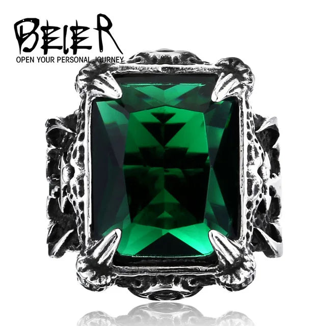 Cool Dragon Claw Ring With Red/Blue/Black Stone Stainless Steel CZ Ring Man's Hiqh Quality Jewelry Wholesale Price BR8-178