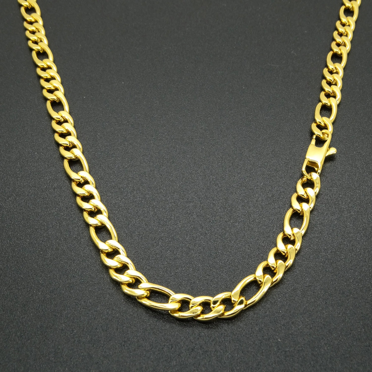 Plated 18K Gold Necklace 6 mm Width For Masculine Men Women Fashion Jewelry Stainless Steel Figaro Chain 20''-36'' Inches