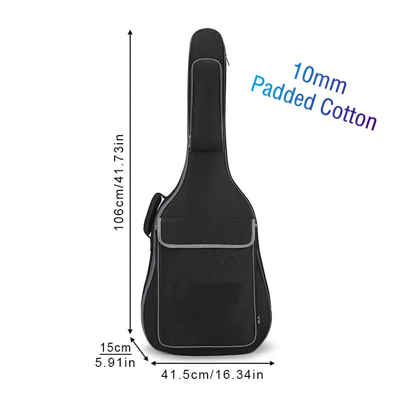 40/41 Inch Guitar Bass Bag Padded Electric Guitar Gig Bag Case 5mm Padding Double Adjustable Shoulder Strap Waterproof Backpack