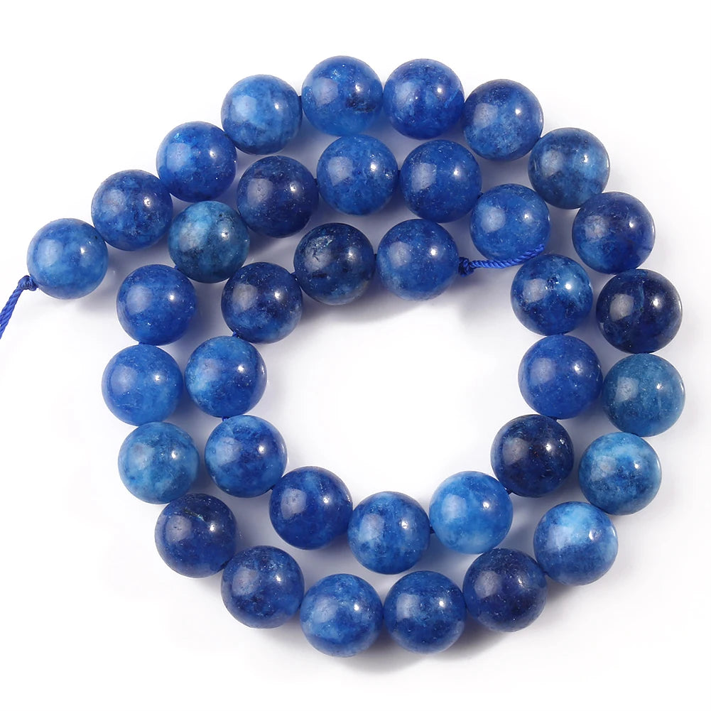 6/8/10mm Blue Kyanite Jades Stone Beads Loose Spacer Round Beads for Jewelry Making DIY Findings Bracelet Necklace 15" Strand