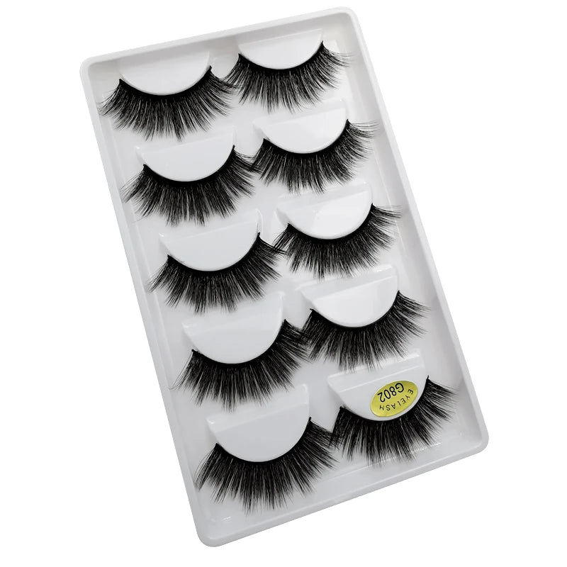 5 Pairs Mink EyeLashes 3D False Lashes Winged Thick Makeup Eye Lash Dramatic Lashes Natural Volume Soft Fake Eye Lashes G800
