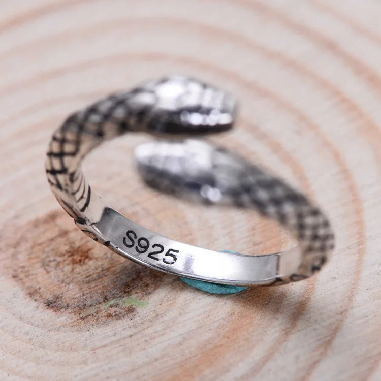 Vintage Double Snake Head Thai Silver Ladies Finger Rings Jewelry Unisex Party Gifts Never Fade Women Men